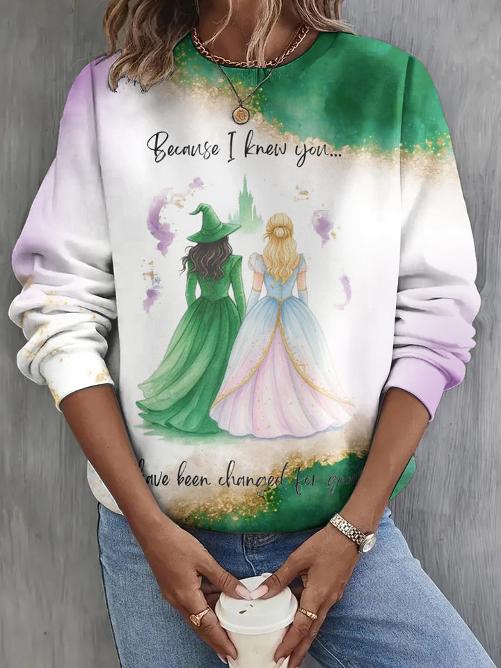 Wicked For Good Printed Long Sleeve Casual Top