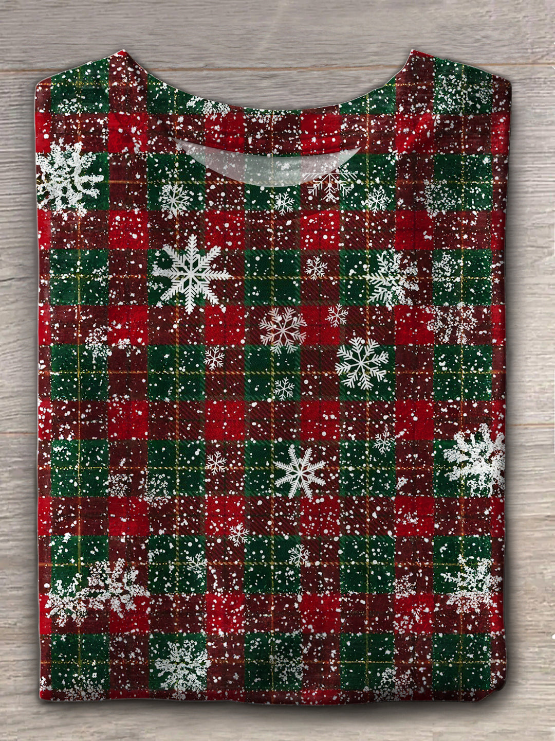 Women's Christmas Plaid Snowflake Printed Long Sleeve Casual Top