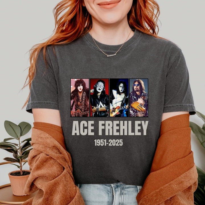 RIP Ace Frehley Washed Cotton Crew Neck T-Shirt