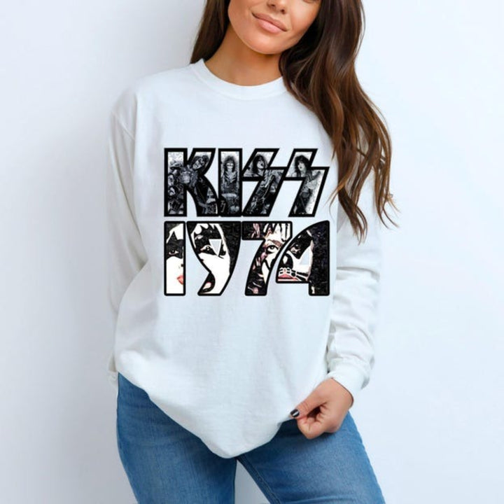 Kiss Legend Printed Long Sleeve Casual Top