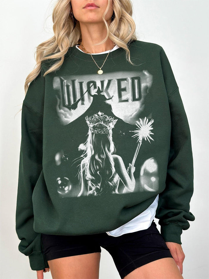 Retro Musical Witch & Princess Contrast Gradient Sweatshirt