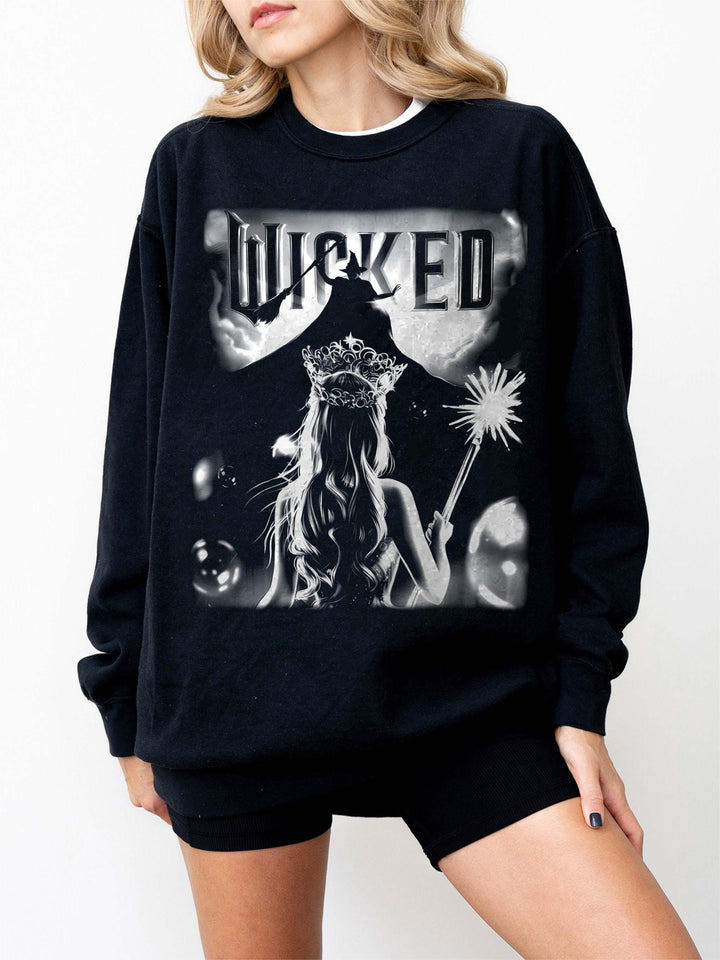 Retro Musical Witch & Princess Contrast Gradient Sweatshirt