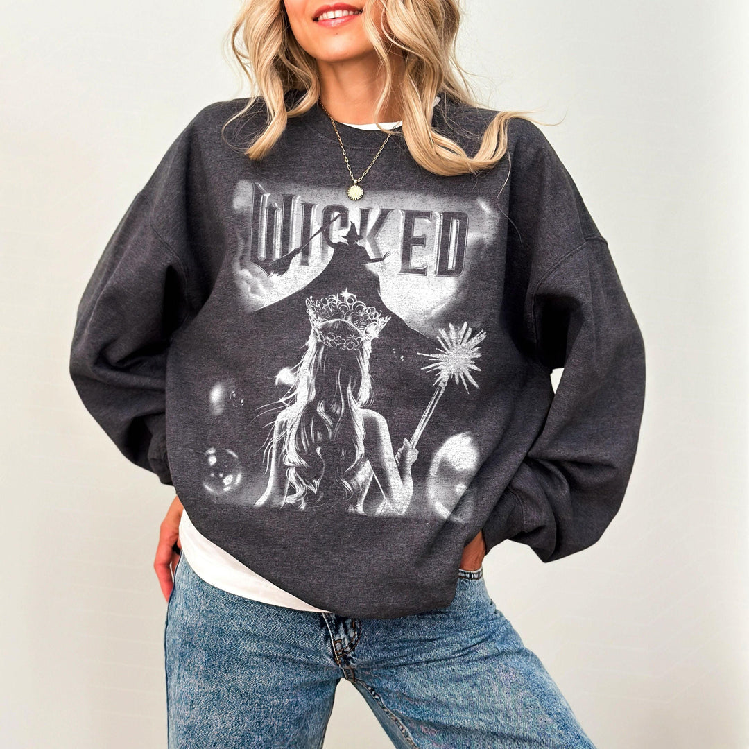 Retro Musical Witch & Princess Contrast Gradient Sweatshirt