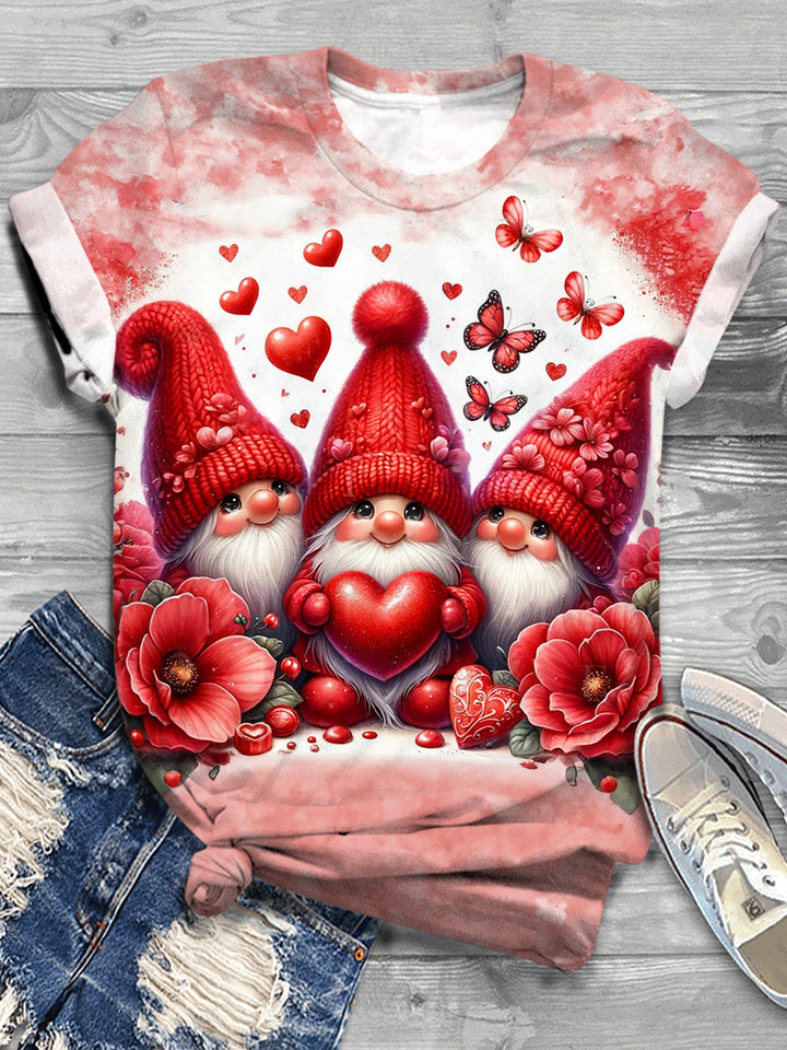 Love Heart Gnomes Crew Neck T-shirt
