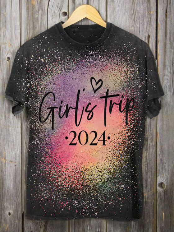 Girls Trip 2024 Tie Dye Print Crew Neck T-Shirt