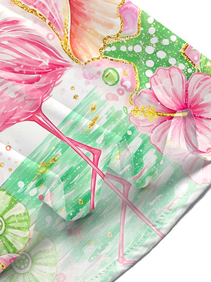 Hawaiian Tropical Flamingo Floral Women's Short Sleeve Shirts