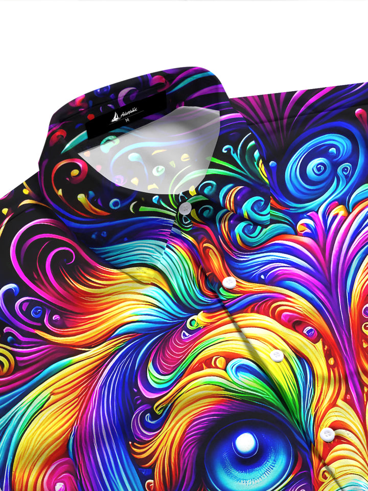 Psychedelic Colorful Dog Women's Short Sleeve Shirts