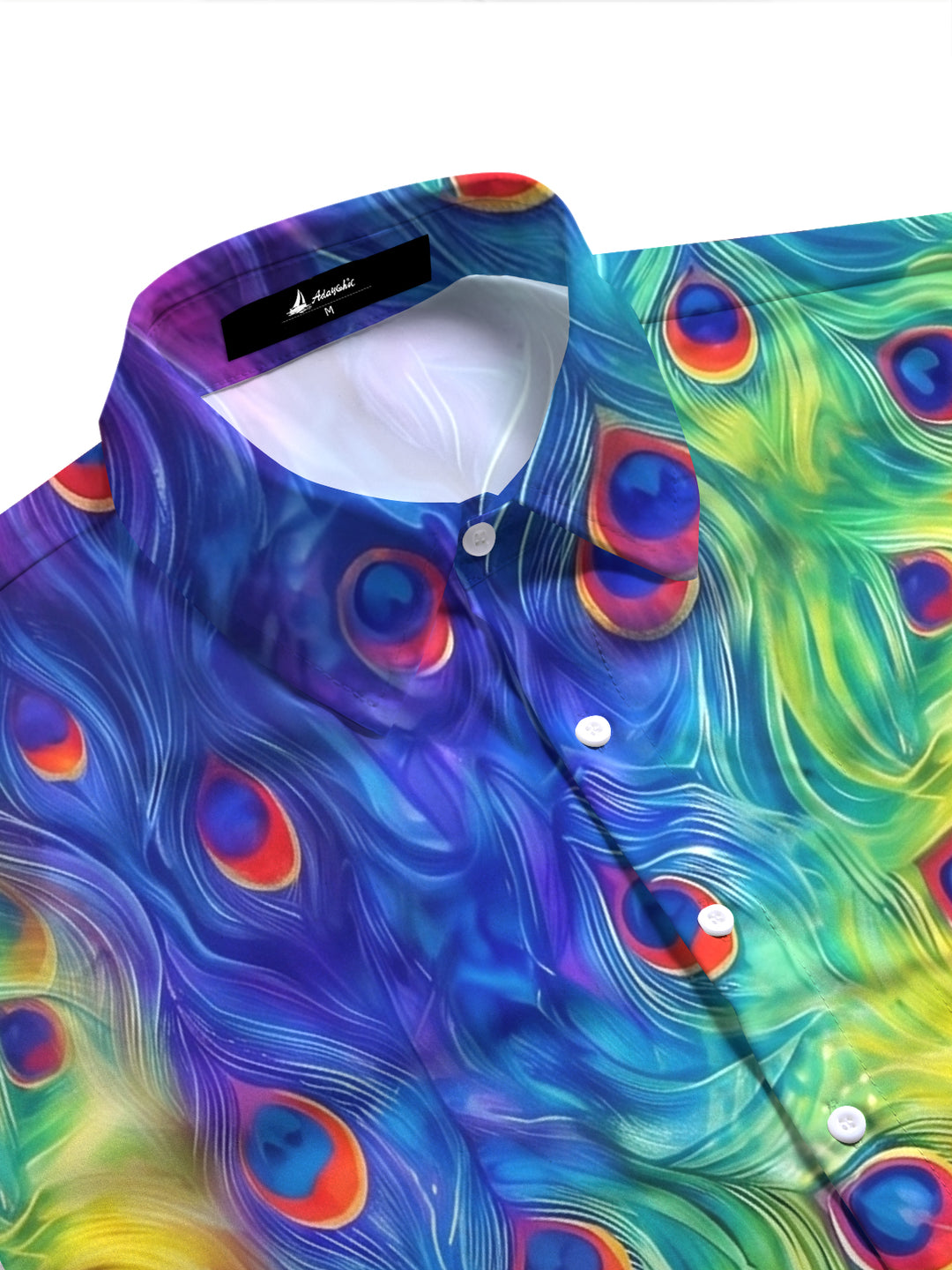 Colorful Gradient Peacock Feather Women's Short Sleeve Shirts