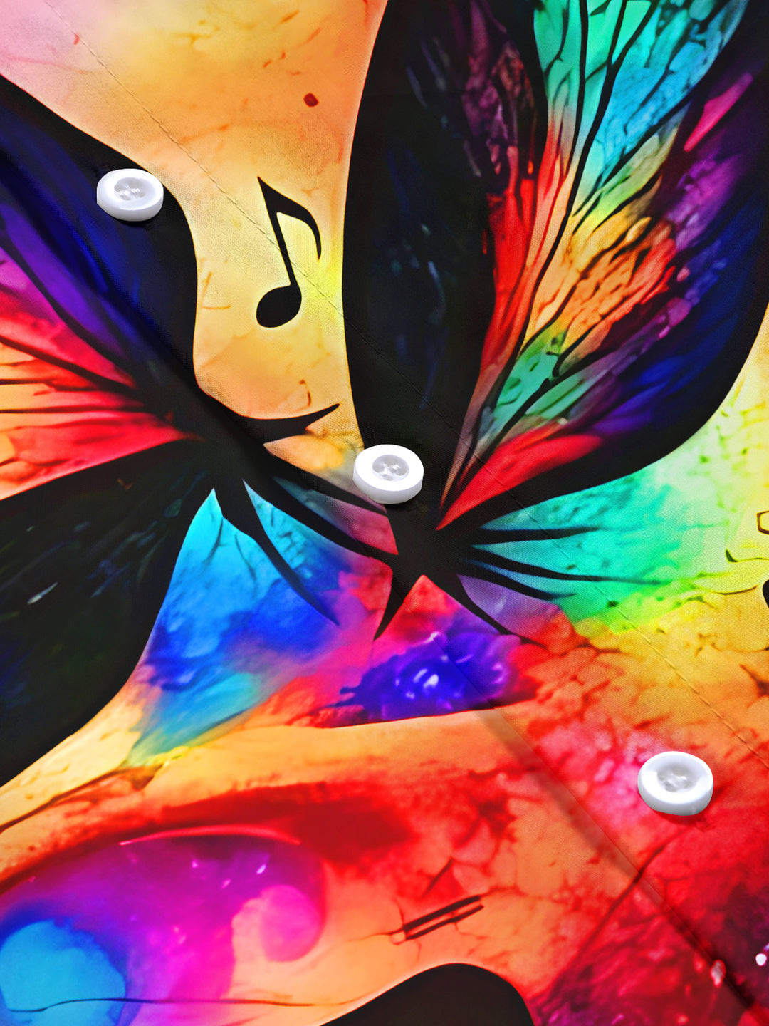 Colorful Gradient Music Butterfly Portrait Women's Short Sleeve Shirts