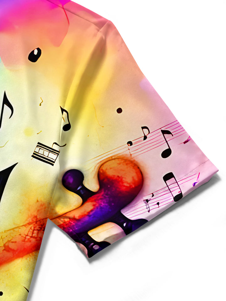 Colorful Gradient Music Butterfly Portrait Women's Short Sleeve Shirts