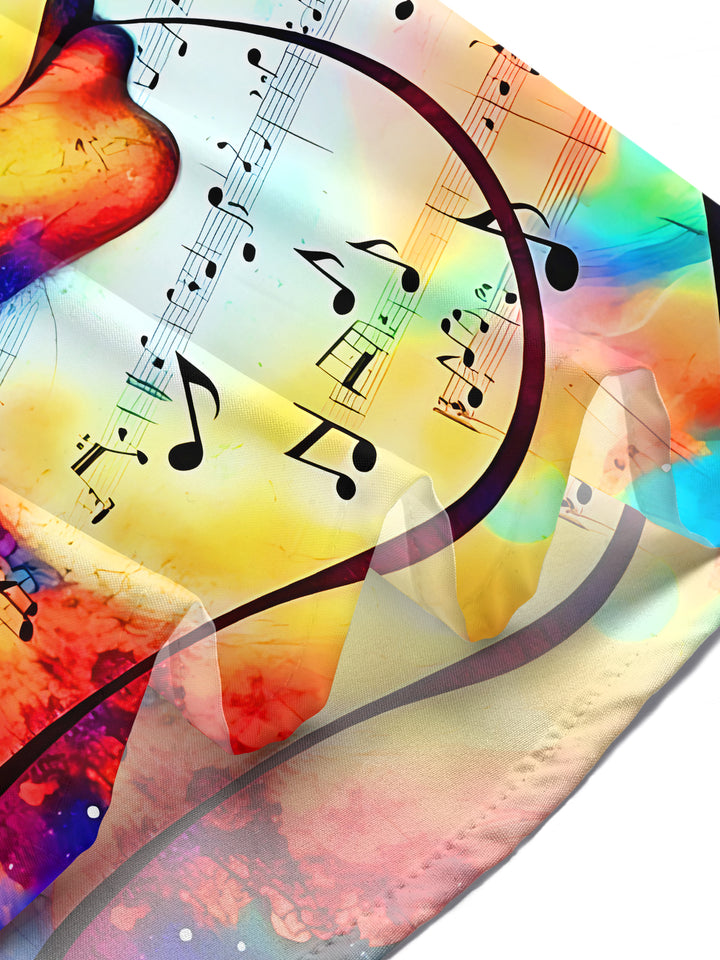 Colorful Gradient Music Butterfly Portrait Women's Short Sleeve Shirts