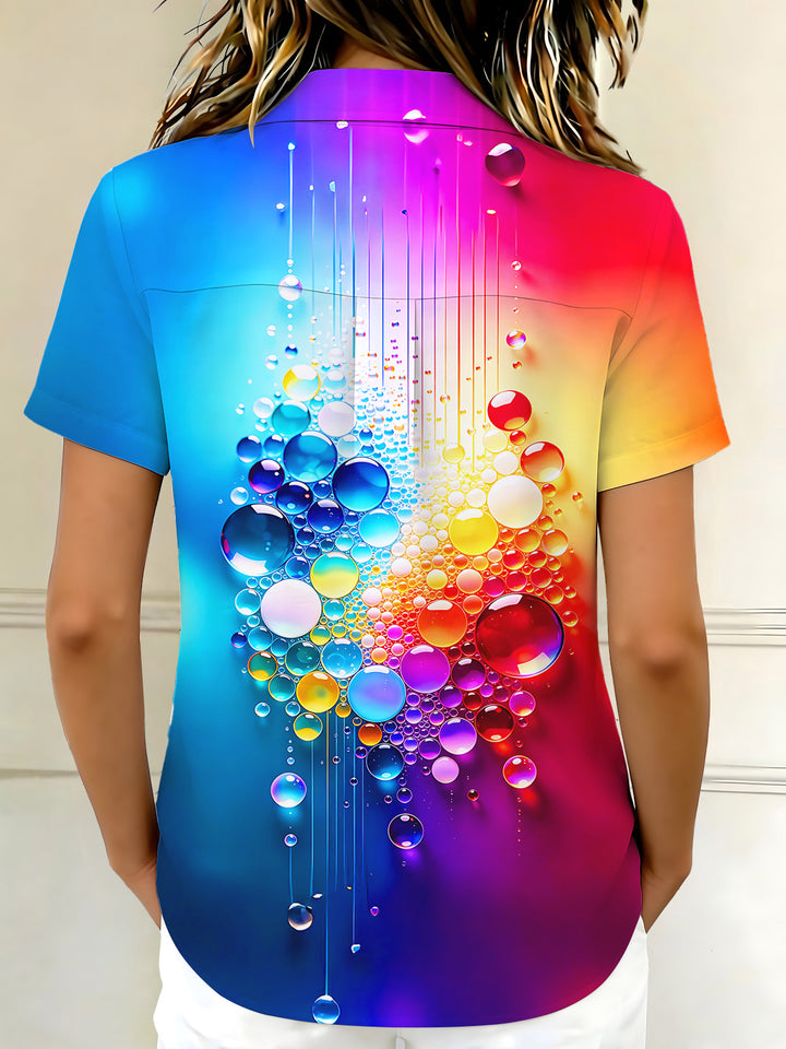 Gradient Color Bubbles Women's Short Sleeve Shirts