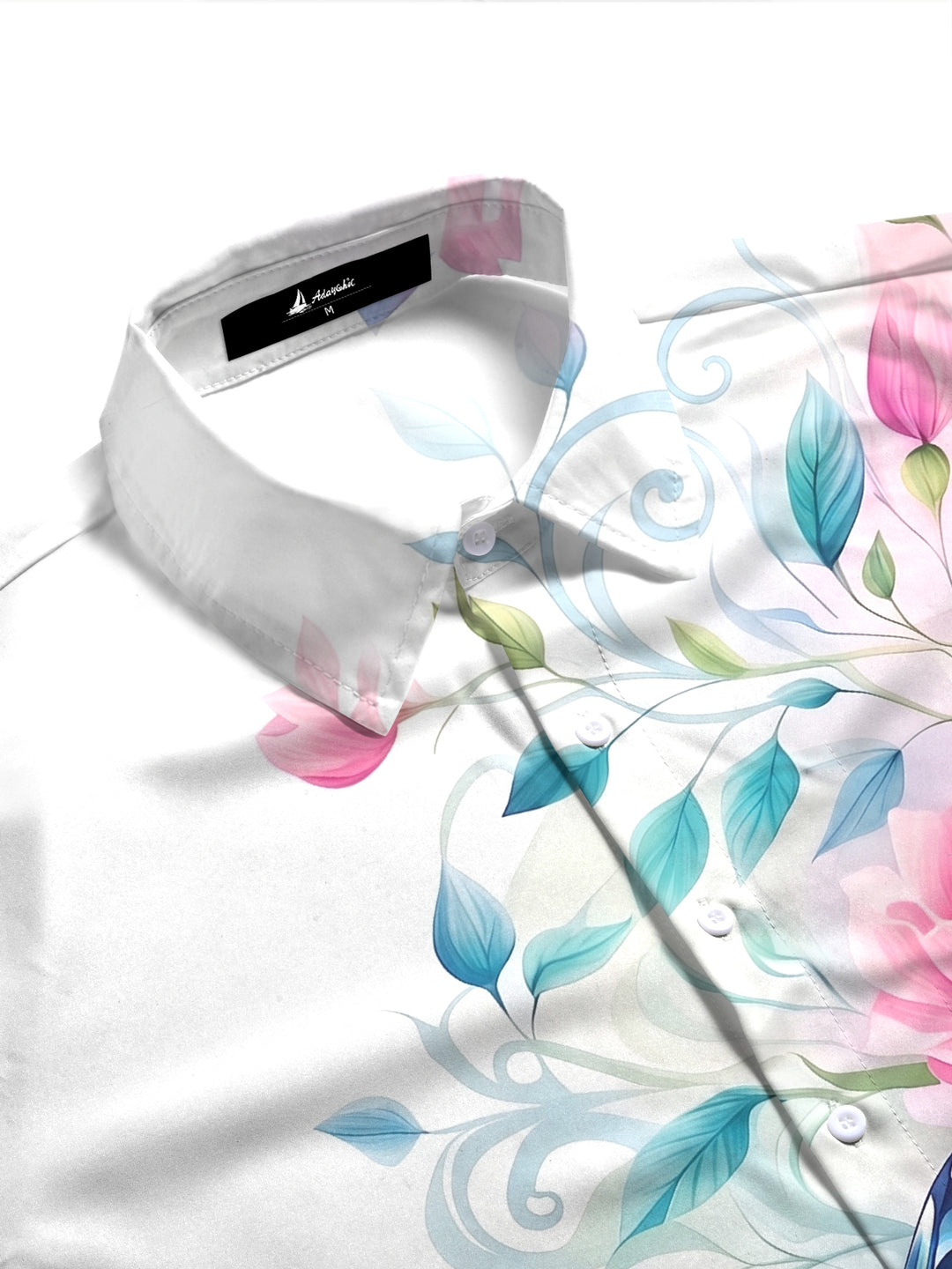 Blue Butterfly Watercolor Floral Women's Short Sleeve Shirts