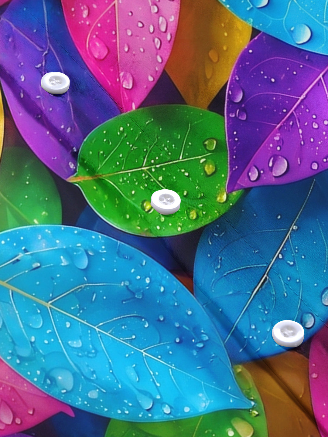 Colorful Water Drop Leaves Women's Short Sleeve Shirts