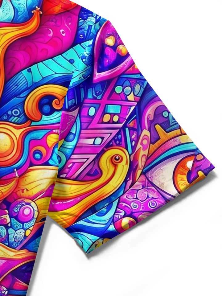 Hippie Psychedelic Colorful Sun Art Women's Short Sleeve Shirts