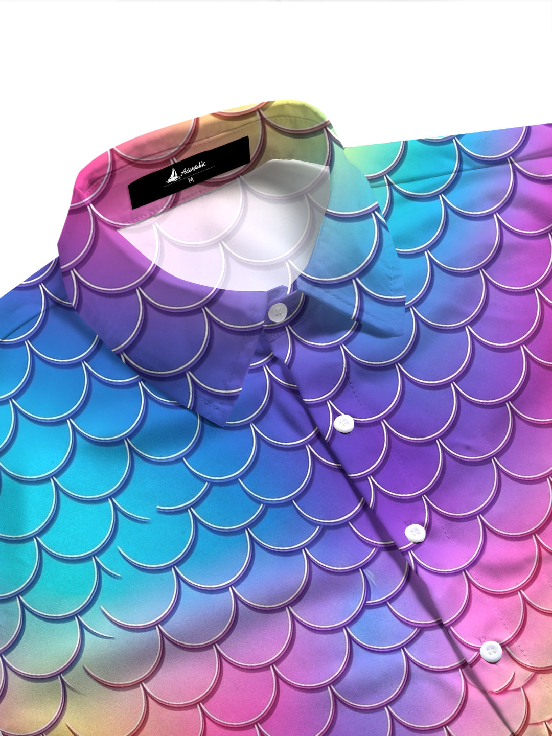 Gradient Colorful Fish Scale Women's Short Sleeve Shirts