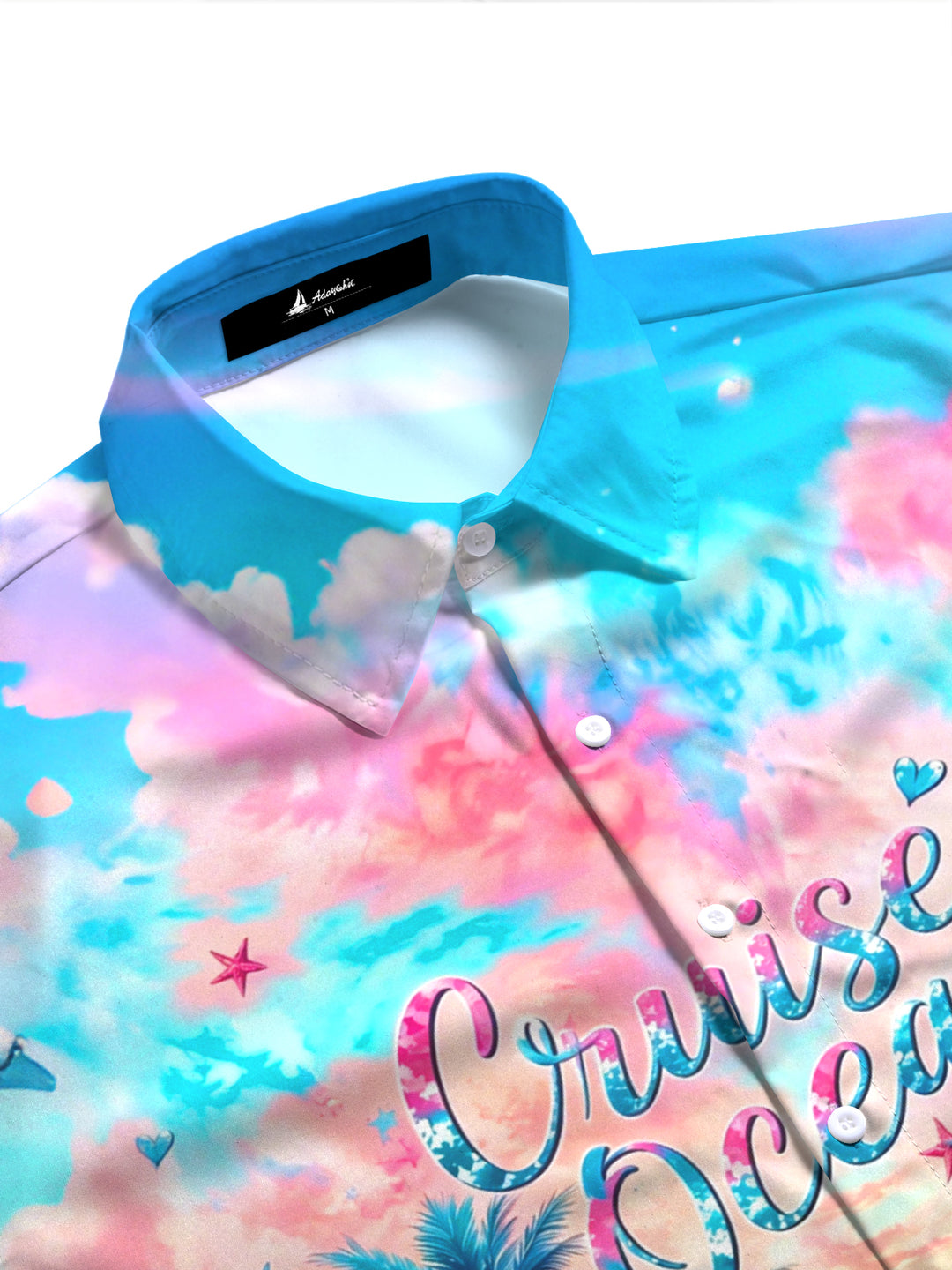 Tie-Dye Ocean Cruise Dolphin Island Vacation Women's Short Sleeve Shirts