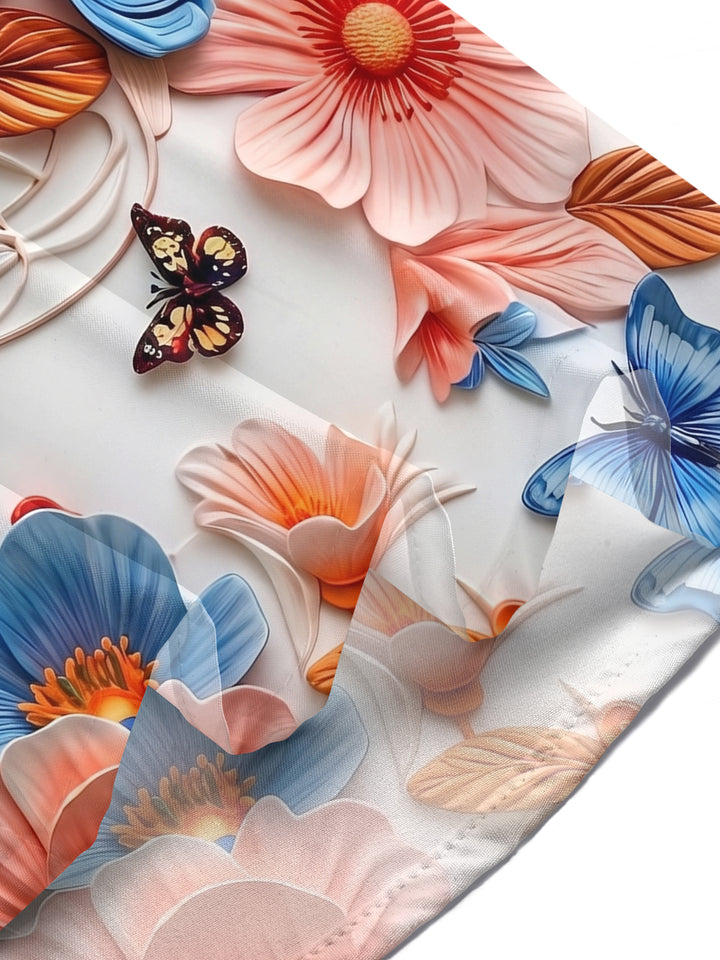 Art 3D Stereoscopic Floral Butterfly Women's Short Sleeve Shirts