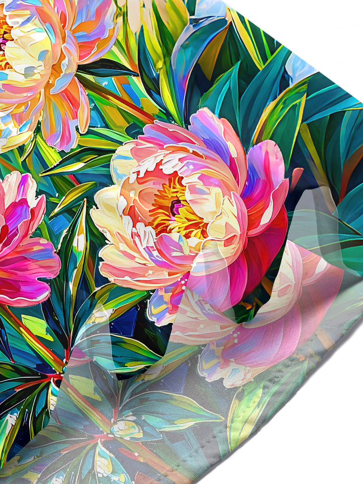 Art Seaside Sunset Peony And Butterfly Women's Short Sleeve Shirts