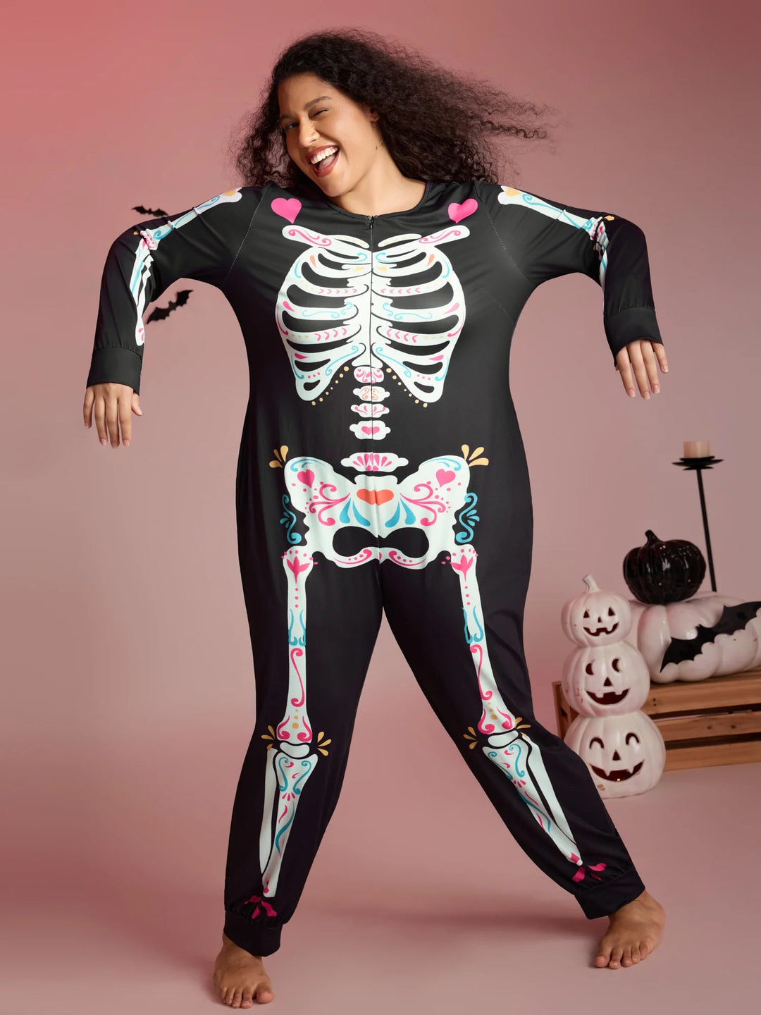 Skeletal Rib Invisible Zipper Romper