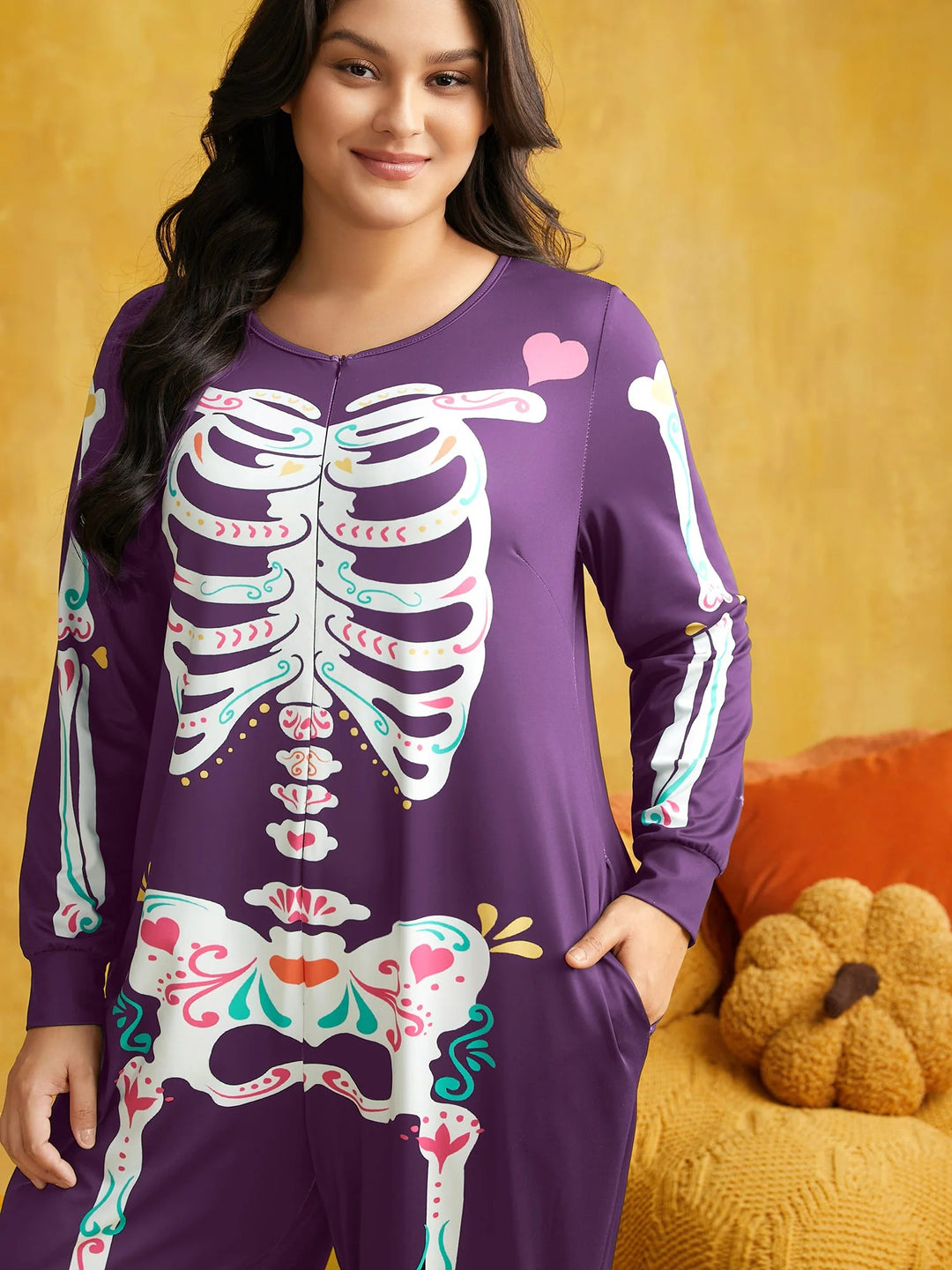 Skeletal Rib Invisible Zipper Romper