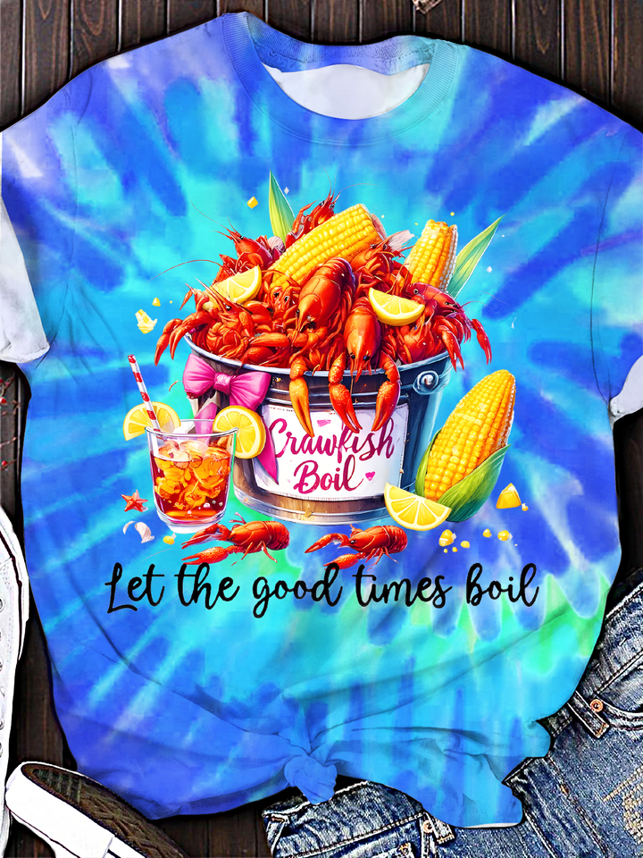 Crawfish Watercolor Crew Neck T-shirt