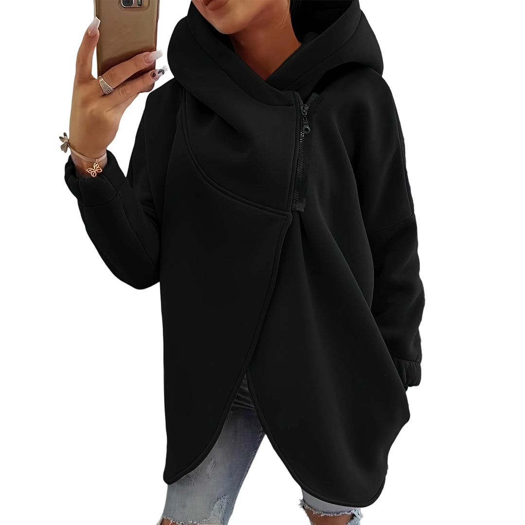 Oversized Zip Up Hoodie for Women Asymmetric Long Sleeve Trendy Hoodies Jackets with Large Hood for Travel attractively