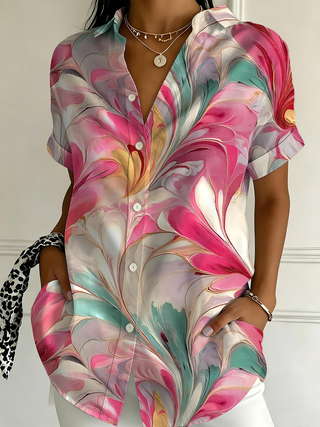Abstract Women's Short Sleeve Shirts