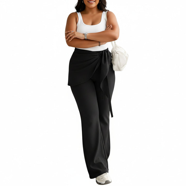 Womens Flare Leggings High Waist Skirted Yoga Leggings Casual Fake Two Piece Tie Front Pants for Fitness kindly