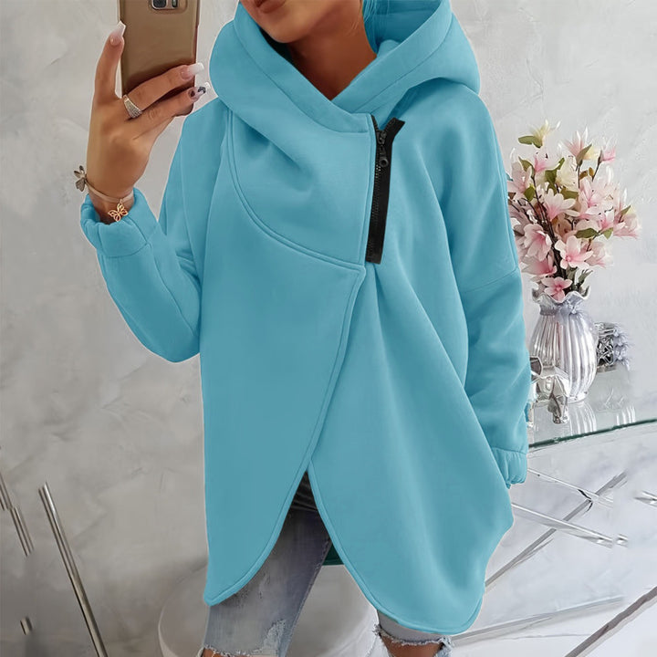 Oversized Zip Up Hoodie for Women Asymmetric Long Sleeve Trendy Hoodies Jackets with Large Hood for Travel attractively