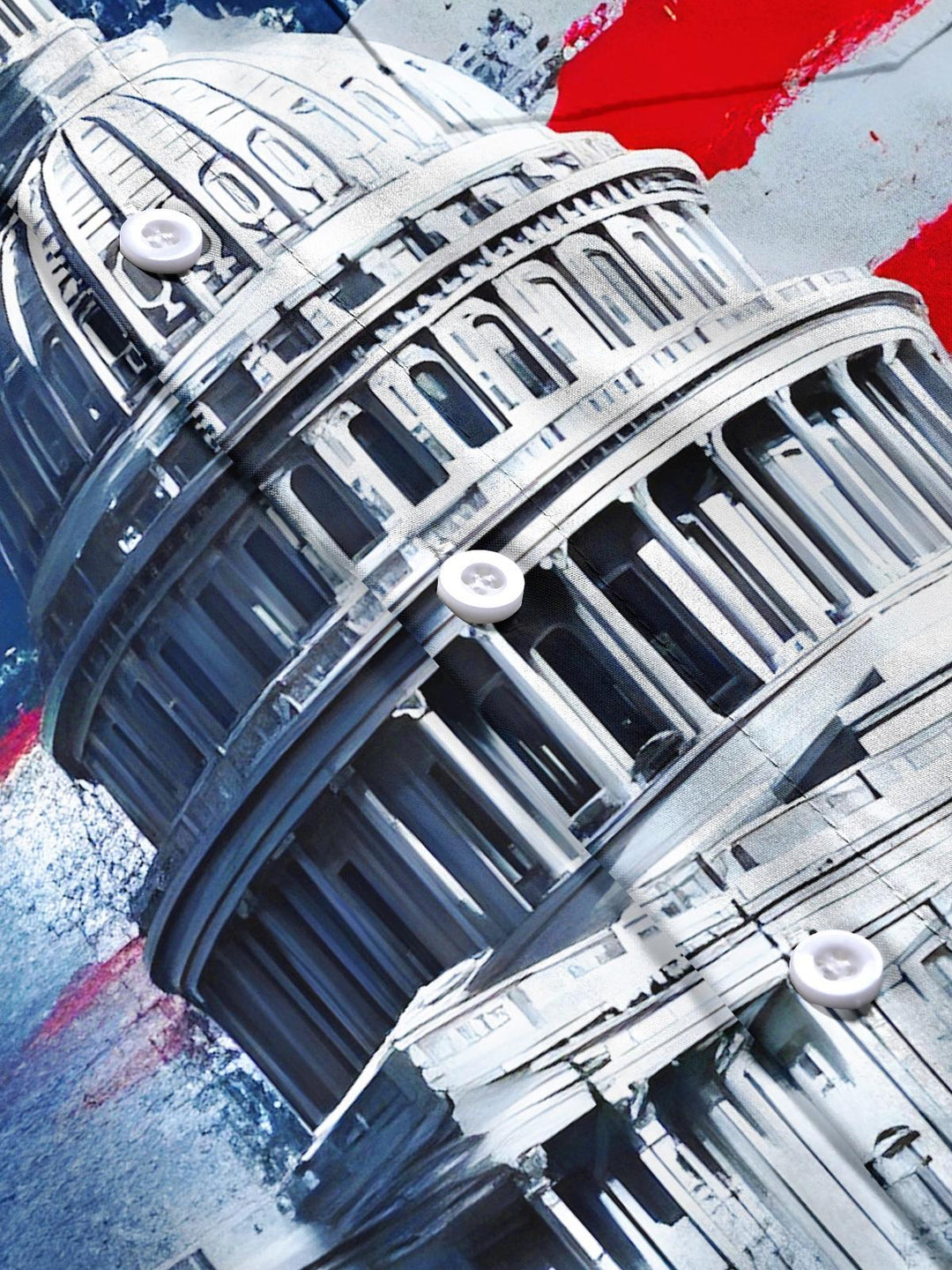 Capitol Building USA Flag Independence Day Men's Pocket Short Sleeve Shirts