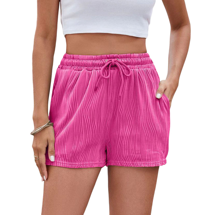 Womens Elastic Waist Shorts Drawstring Loose Elastic Waist Shorts with Pockets Textured Bottoms for Beach charitable