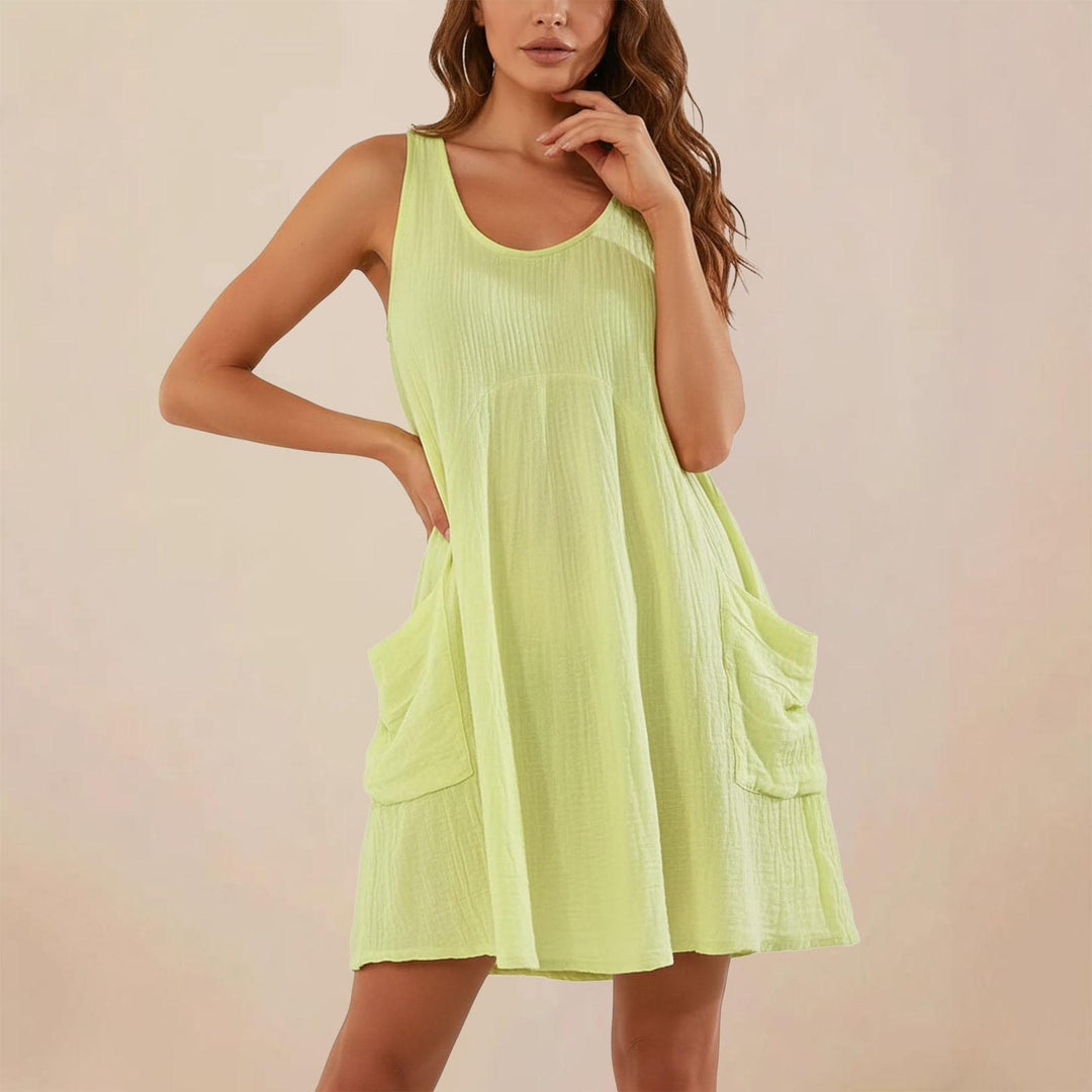 Babydoll Dress for Women Scoop Neck Loose Tank Top Dress Sleeveless Swing Flowy Sundresses for Daily Wear gorgeous