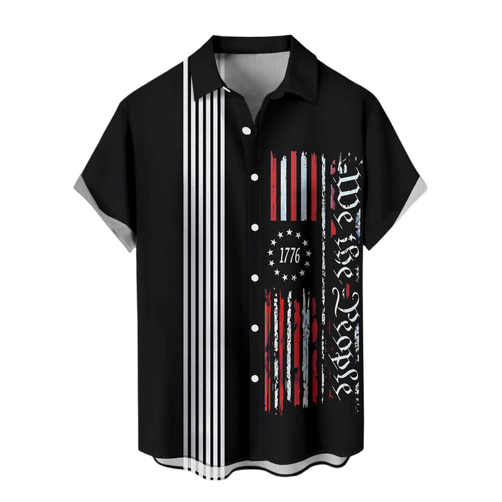 Patriotic Button Up Shirts for Men Flag 250 Years Lapel Short Sleeve Casual Trendy Hawaiian Shirts for Travel useful
