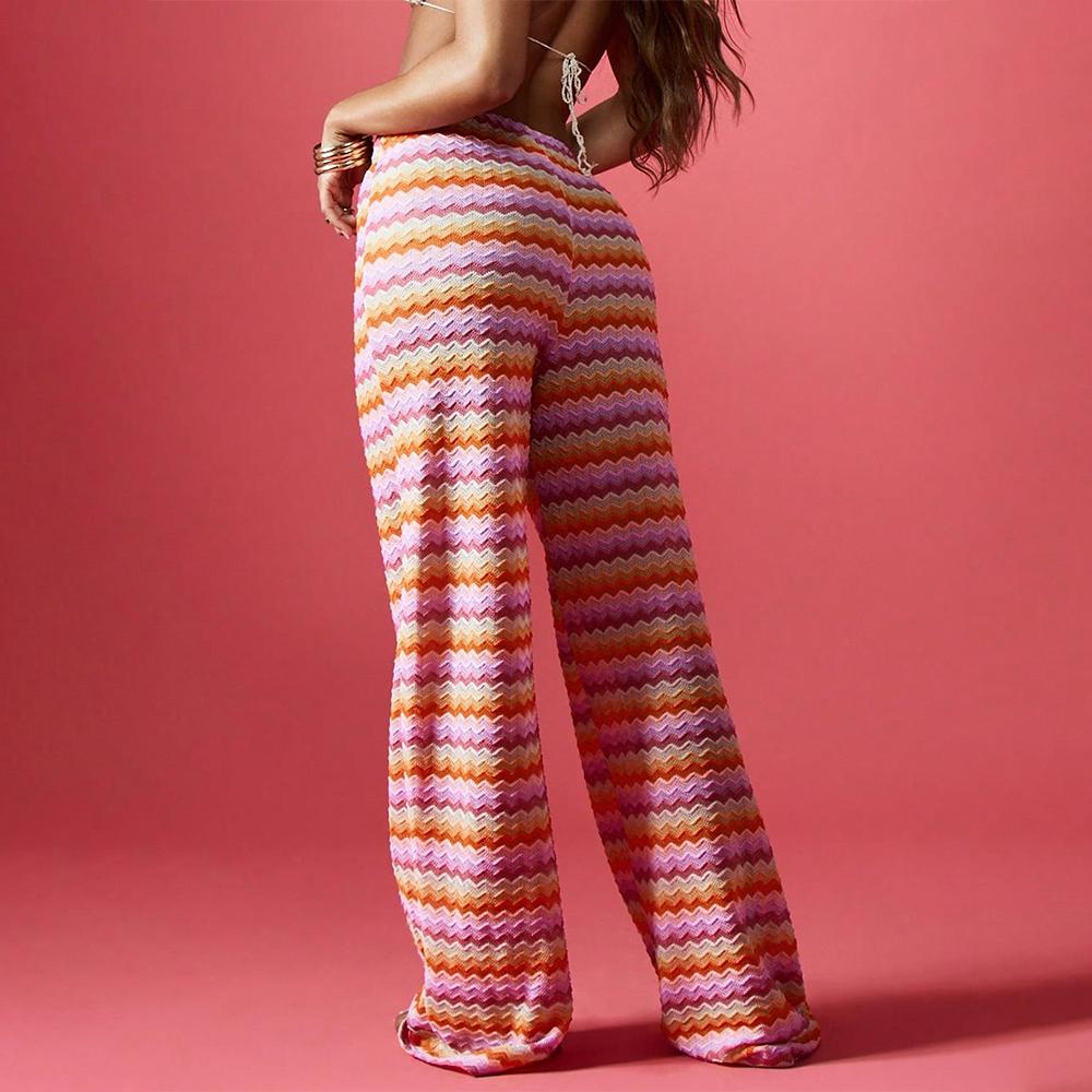 Striped Pants Women Wide Leg Elastic Waist Striped Wide Leg Pants Casual Loose Trousers for Everyday Wear exceptional