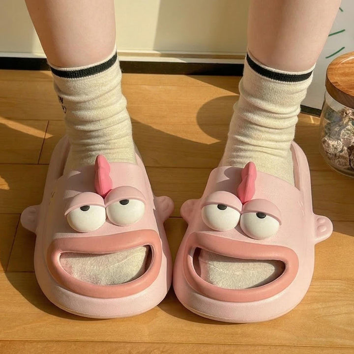 Fish Slippers for Women Open Toe Indoor Funny Animal Slippers Cartoon Anti-Slip Shower Slides for Bedroom ingenious