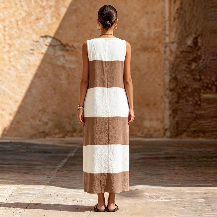Sleeveless Dress for Women Striped Summer Vacation Beach Cover Up Sleeveless Tank Dress for Travel Dating sturdy