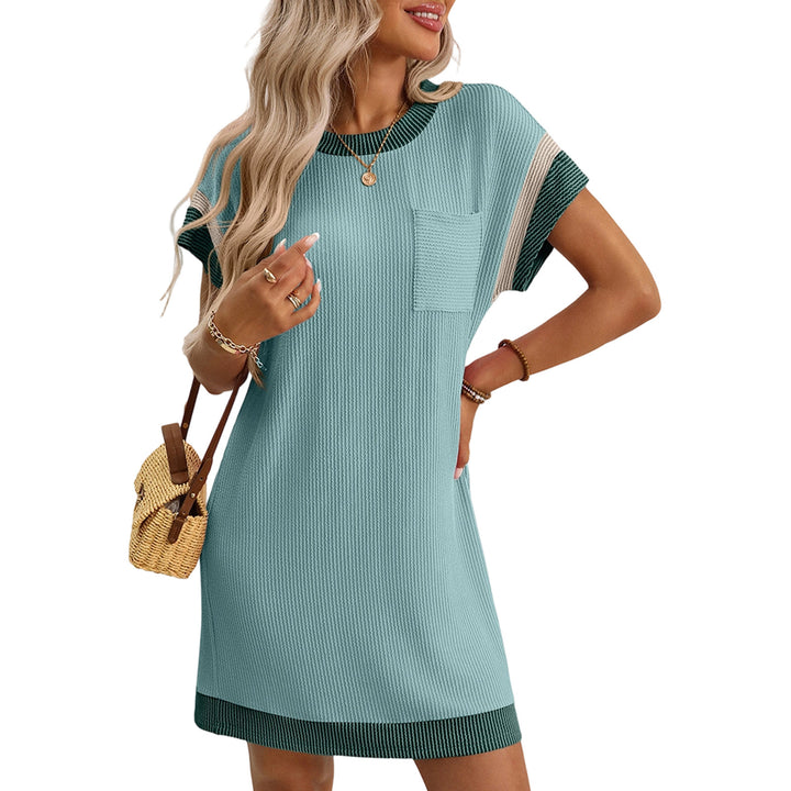 Womens Tshirt Dress Round Neck Casual Summer Ribbed Knit Tunic Tshirt Fashion Dresses for Daily Wear Work adorable