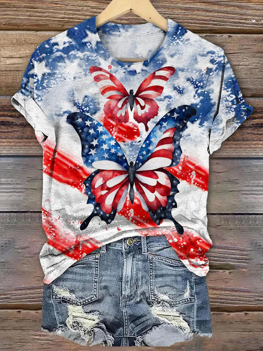 Star Stripe Butterfly USA Flag T-shirts