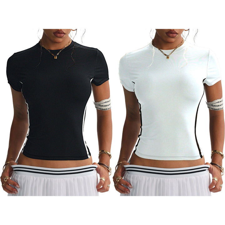 Workout T Shirts for Women Crewneck Slim Fit Workout Athletic Tees with Built-in Pads for Exercise Running capable