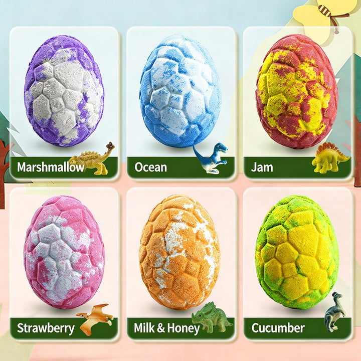 Easter Bath Bombs for Kids 6 Piece Dinosaur Egg Natural Bubble Bath Bombs Easter Basket Stuffers for Holiday decent