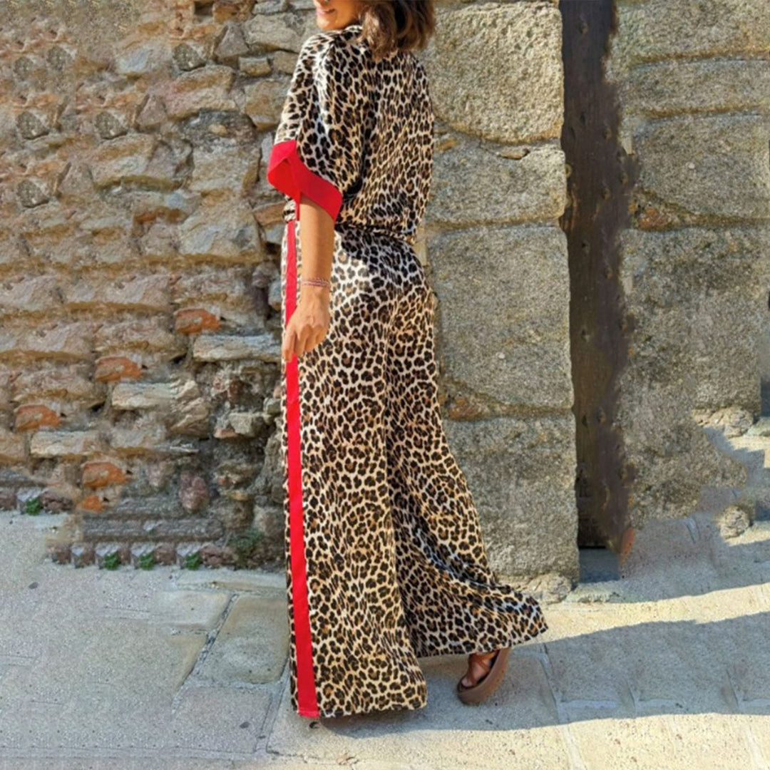 Womens Lounge Set 2 Piece Leopard Print Button Down Shirt with Palazzo Pants Going Out Outfit Streetwear fun