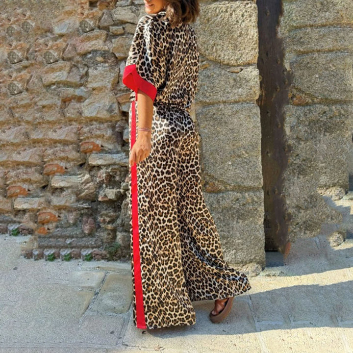 Womens Lounge Set 2 Piece Leopard Print Button Down Shirt with Palazzo Pants Going Out Outfit Streetwear fun