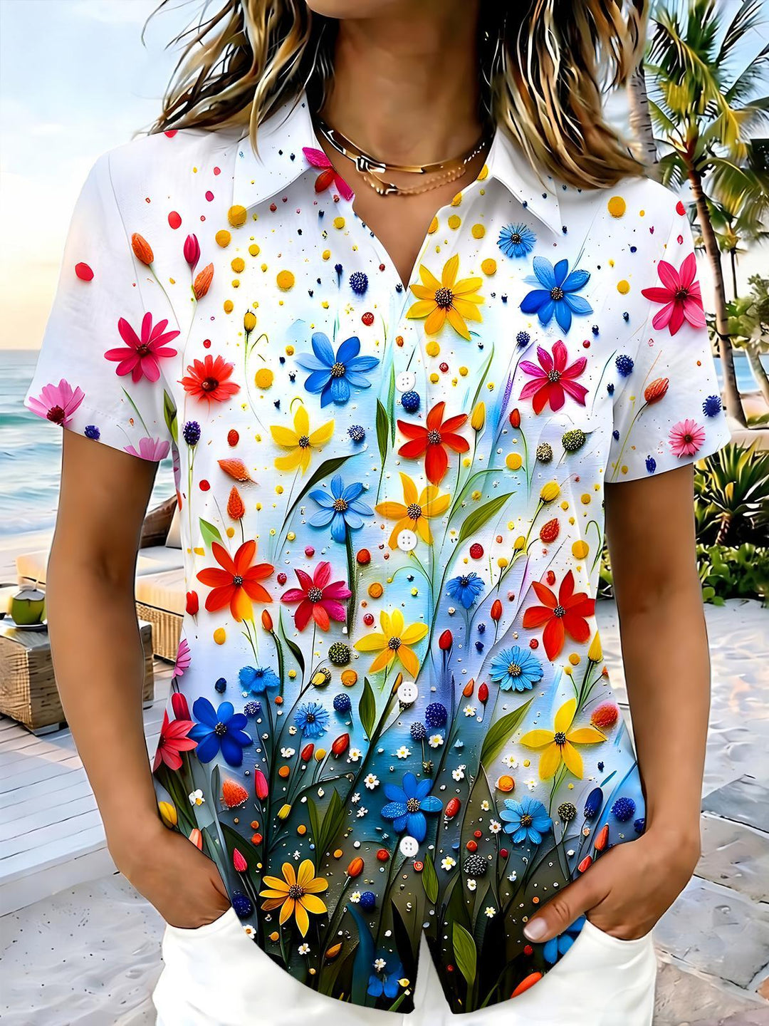 Floral Women's Short Sleeve Shirts