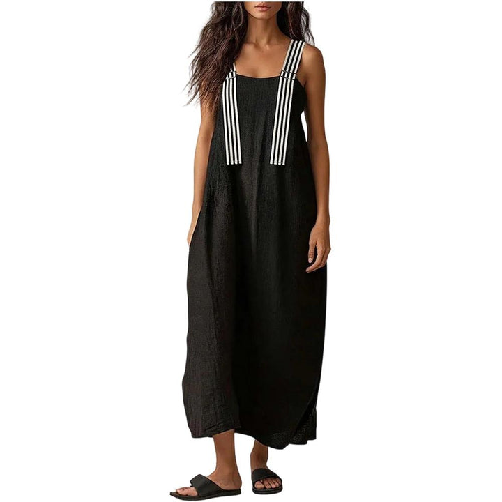 Midi Sleeveless Dresses for Women Striped Shoulder Strap Beach Vacation Loose Sleeveless Dress for Travel useful