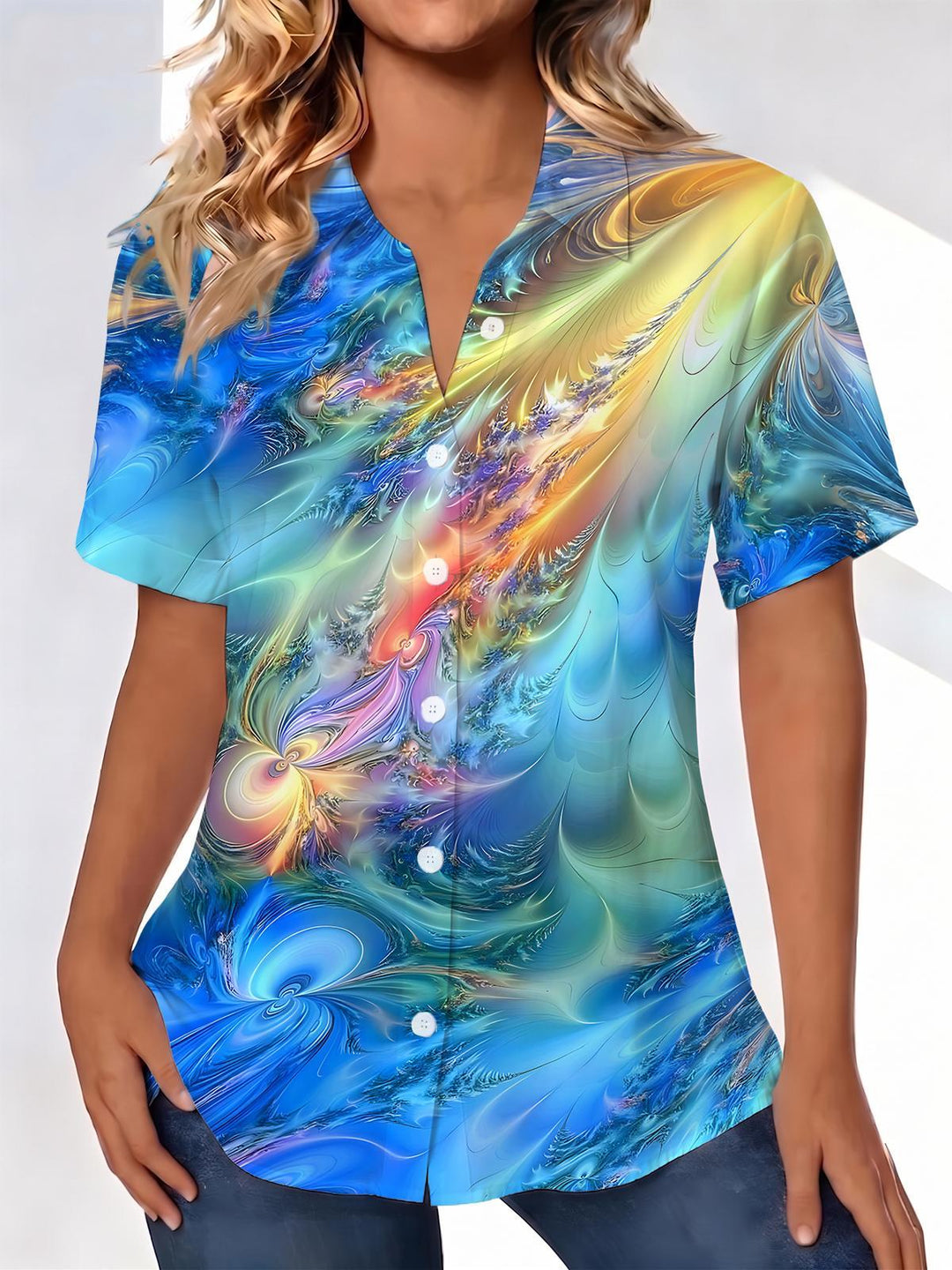 Abstract Women's Short Sleeve Shirts