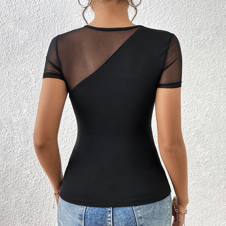 Sheer T Shirts for Women Sheer Mesh Black Slim Fit Tees Sexy Crew Neck Clubwear for Party Nightclub Dating enjoyable