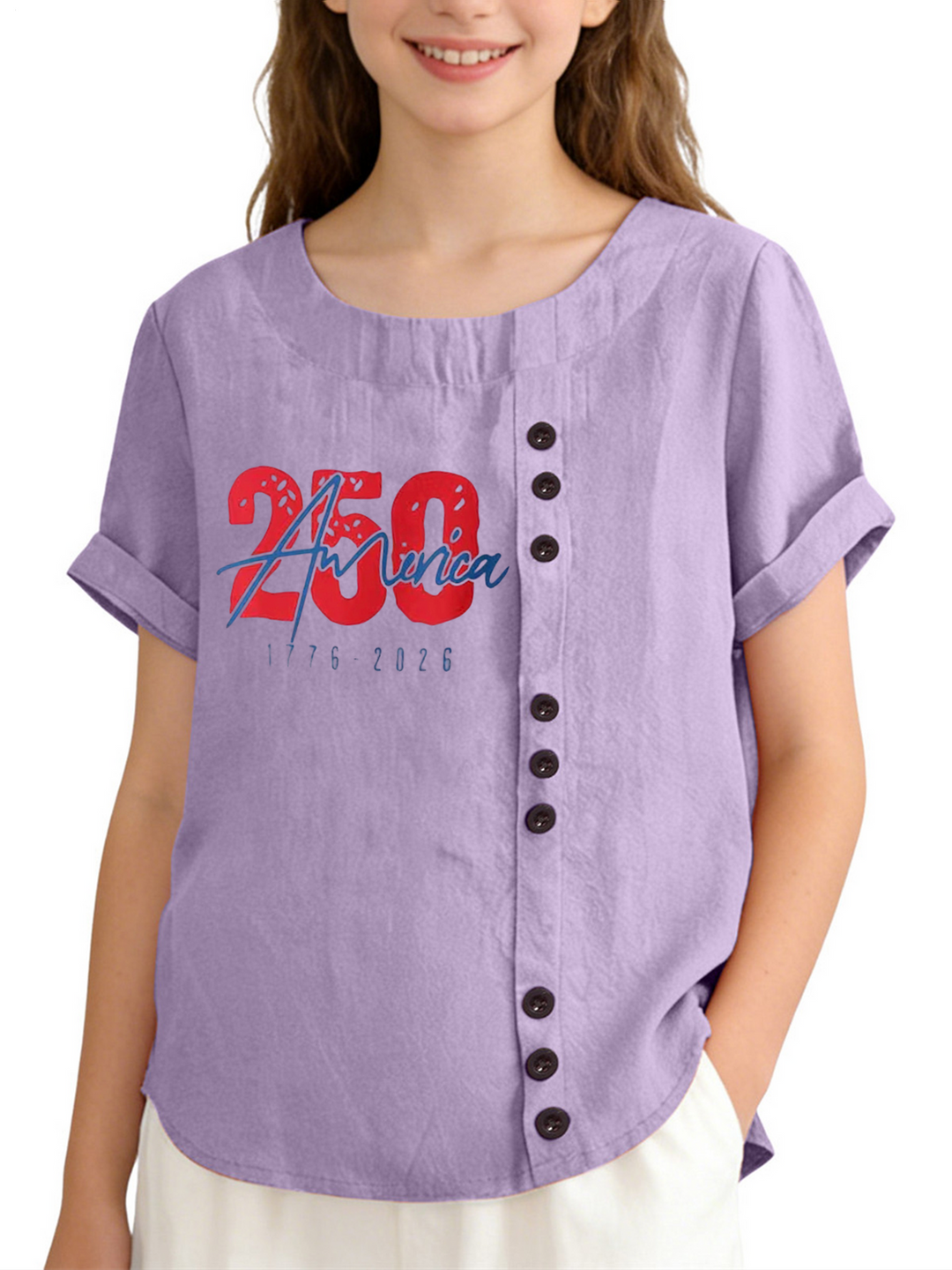 America 250th Anniversary Children's Cotton And Linen Button Shirt