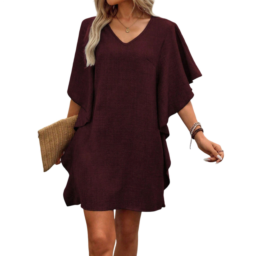 V Neck Ruffle Dress Summer Fashion Ruffle Short Sleeve Casual Shift Dress for Beach Vacation Daily Wear gifts