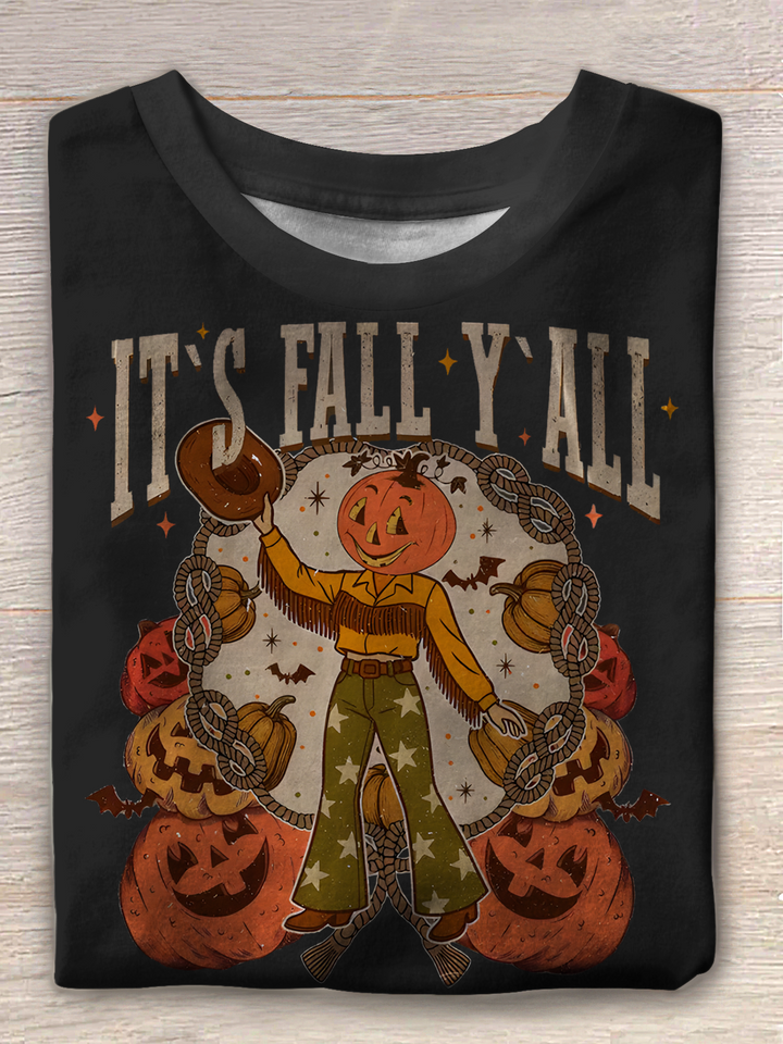 It's Fall Tall Funny Halloween Crew Neck T-shirt